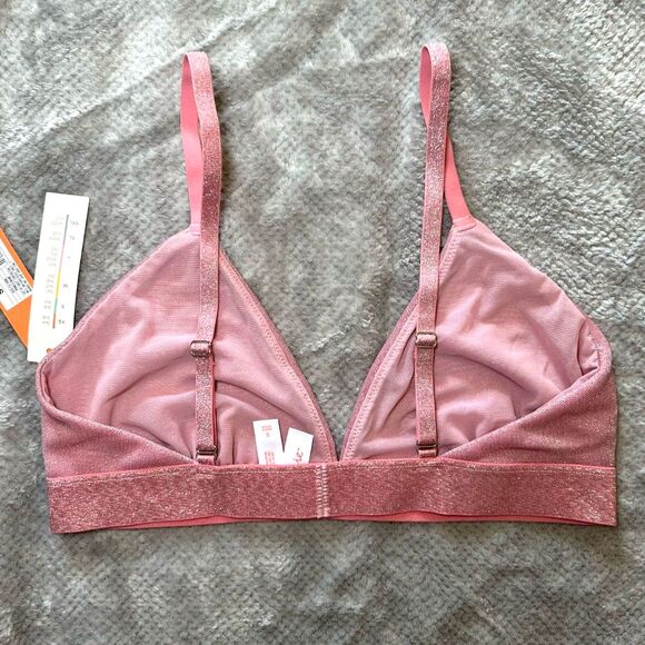 Colsie Pink Shimmer Mesh Triangle Bralette - Picture 5 of 5